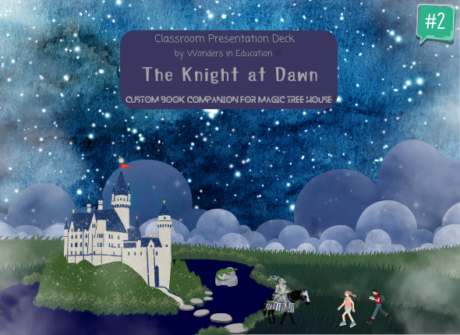 Cover of The Knight at Dawn #2 Classroom Presentation Deck, a Magic Tree House book companion with Grade 2 grammar lessons.