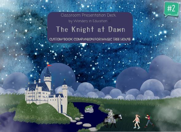 Cover of The Knight at Dawn #2 Classroom Presentation Deck, a Magic Tree House book companion with Grade 2 grammar lessons.