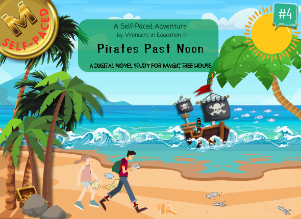 Digital cover for Pirates Past Noon #4 interactive game and self-paced student-led ELA lesson.