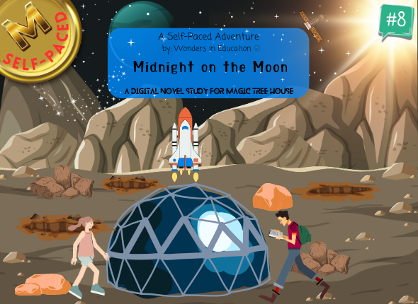 Digital cover for Midnight on the Moon #8 interactive game and self-paced student-led ELA lesson.