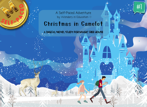 Cover of Christmas in Camelot #1 student-led reading module featuring self-paced H5P games and independent study ELA questions.