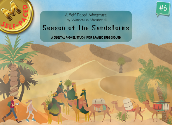 Cover of Season of the Sandstorms #6 self-correcting book study with interactive media blocks and independent ELA tracks.