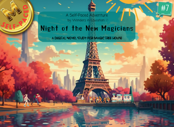 Cover of Night of the New Magicians #7 student-directed reading module with self-paced hotspot checks and digital ELA games.