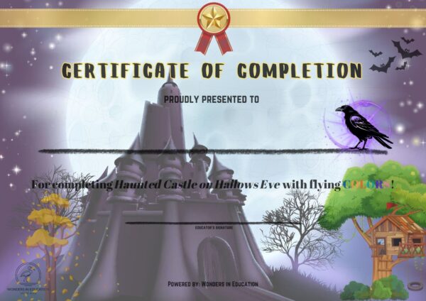 Haunted Castle on Hallows Eve Certificate of Completion