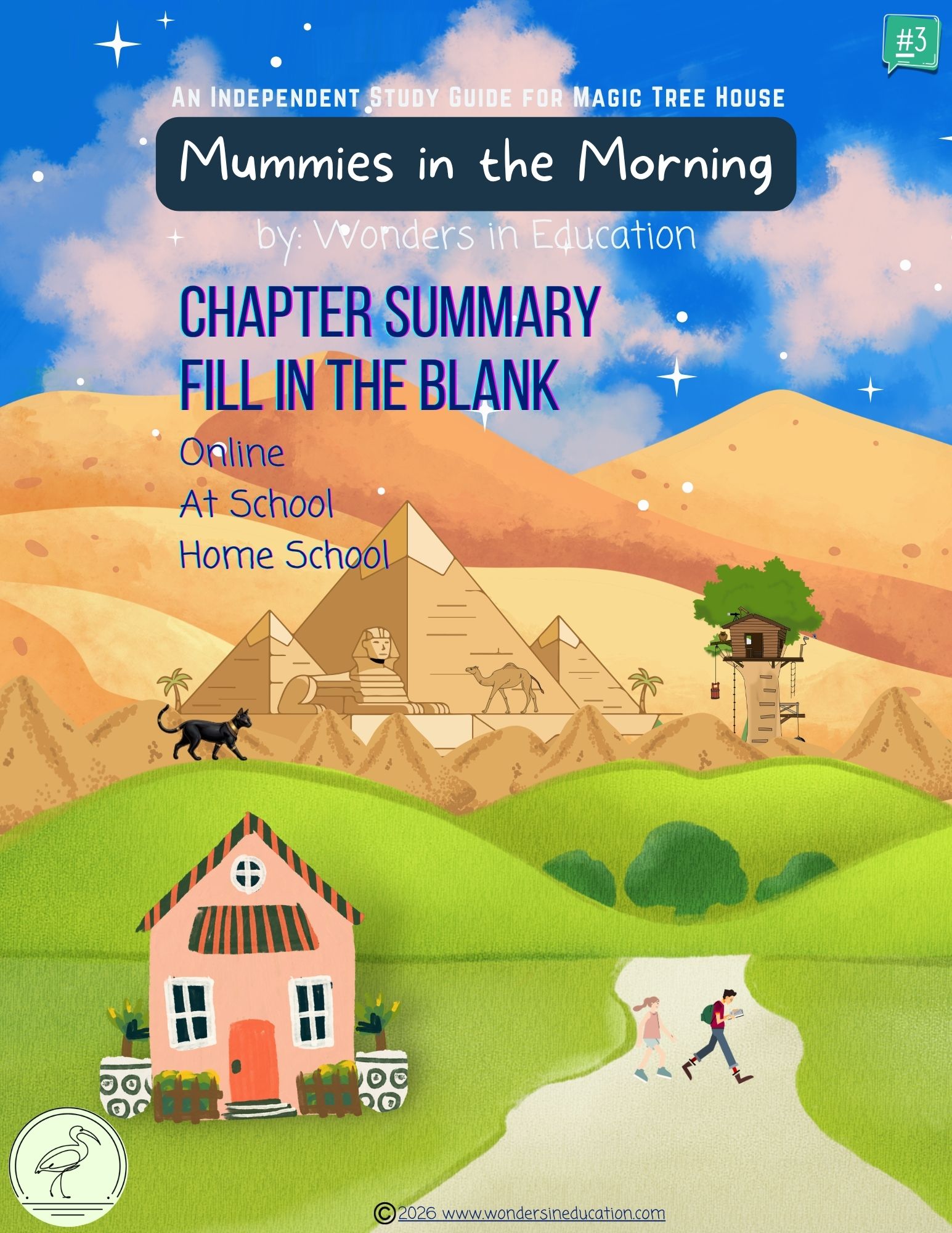 Cover of Mummies in the Morning Magic Tree House chapter summary fill in the blank worksheets by Wonders in Education.