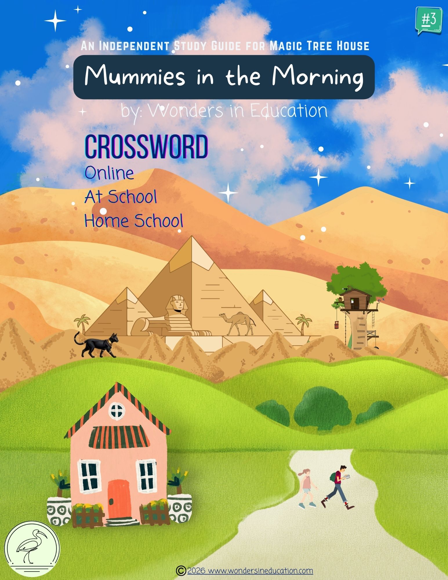 Cover of Mummies in the Morning Magic Tree House crossword puzzle study guide by Wonders in Education.